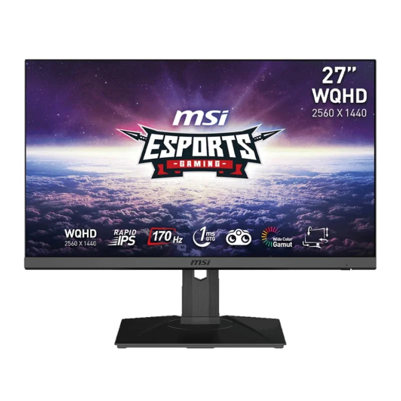 MSI G272QPF 27"Gaming Monitor 2560 x 1440(QHD) Rapid IPS 1ms 170Hz G-sync Compatible HDR Ready HDMI Display-port Tilt Swivel Height Adjustable Pivot