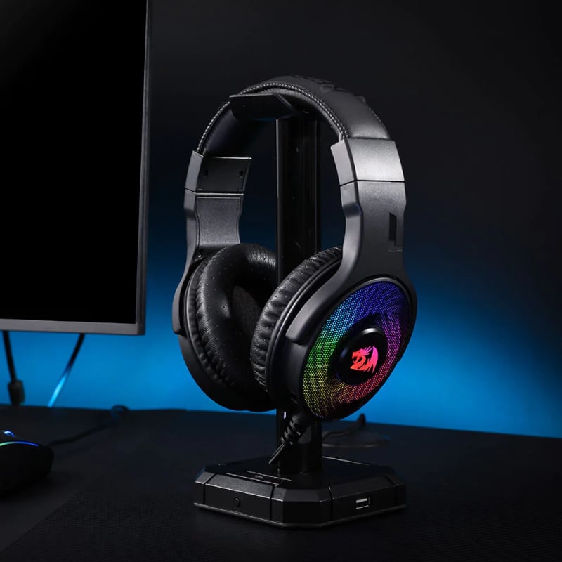 REDRAGON Over-Ear PANDORA USB (Power Only)Aux (Mic and Headset) RGB Gaming Headset – Black