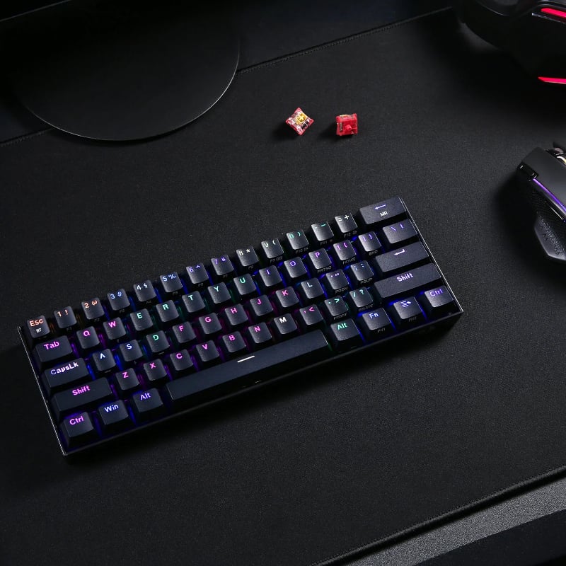 REDRAGON DRACONIC PRO Mechanical 61 KeyBluetooth 5.0RGB 9 Colour ModesRechargable BatteryType-C Charging Cable Gaming Keyboard – Black