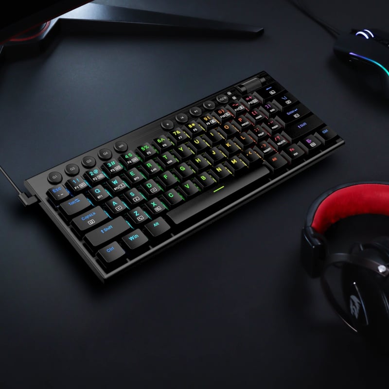 REDRAGON Horus Mini 61Key Red Switch RGB Low Profile Gaming Mechanical Keyboard – Black