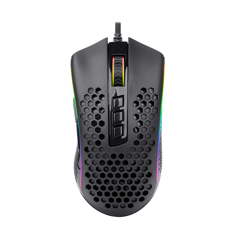 REDRAGON STORM 12400DPI 7 ButtonsErgonomic DesignP3327 Optical SensorLightweight BodyRGB Backlit gaming Mouse – Black