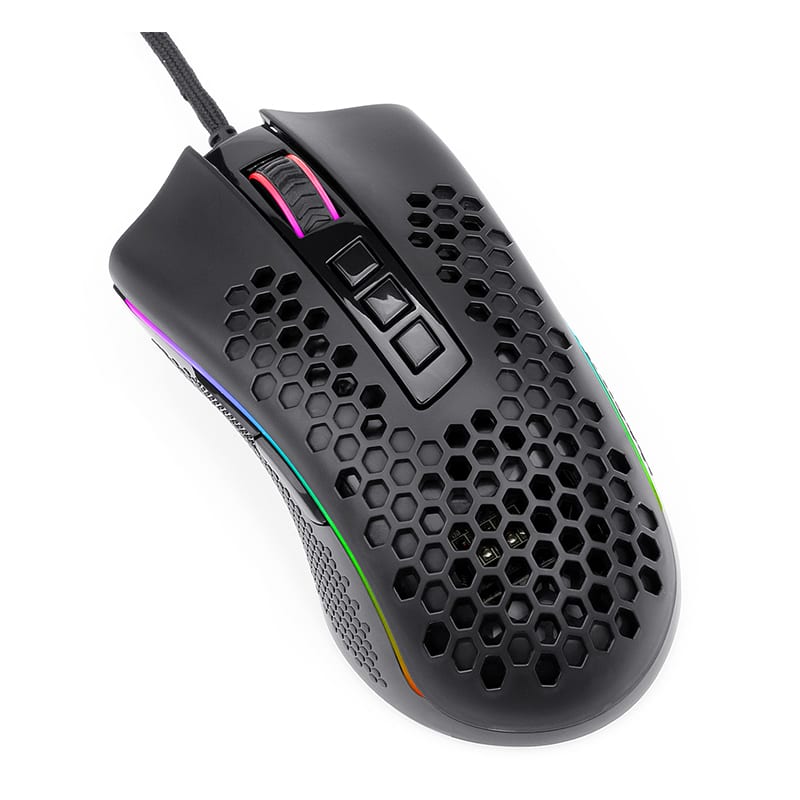 REDRAGON STORM 12400DPI 7 ButtonsErgonomic DesignP3327 Optical SensorLightweight BodyRGB Backlit gaming Mouse – Black